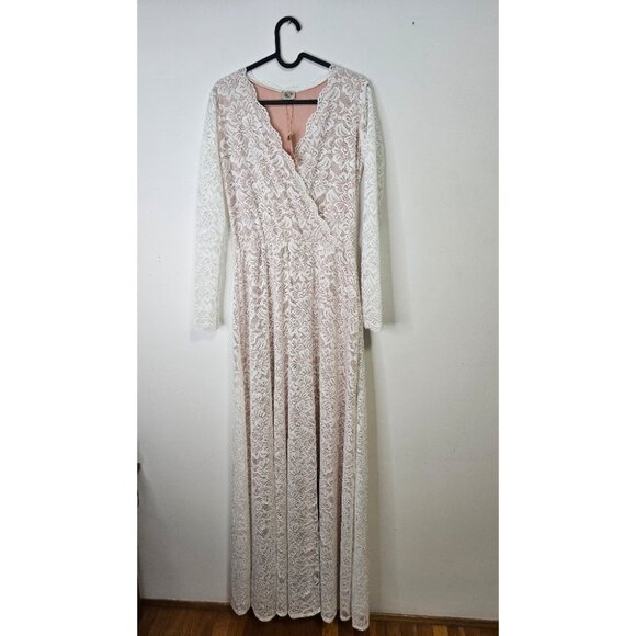 Bush Street Couture Bridal Faux Wrap Lace Wedding Dress S-M Bohemian Romantic - Picture 2 of 11